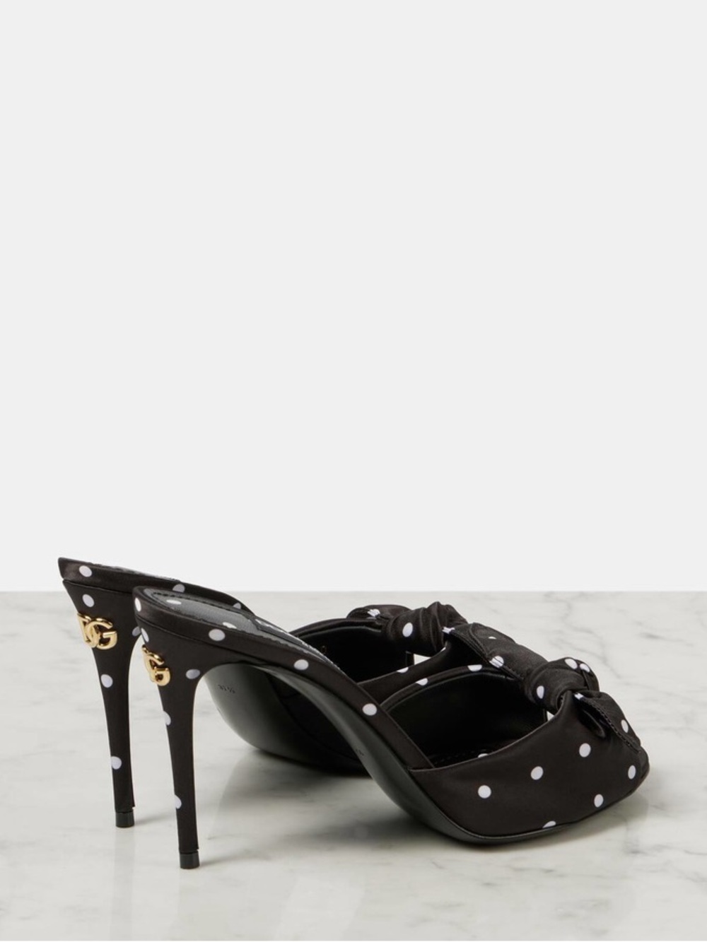Dolce & Gabbana Black Polka Dot Bow Mules - Picture 6 of 9